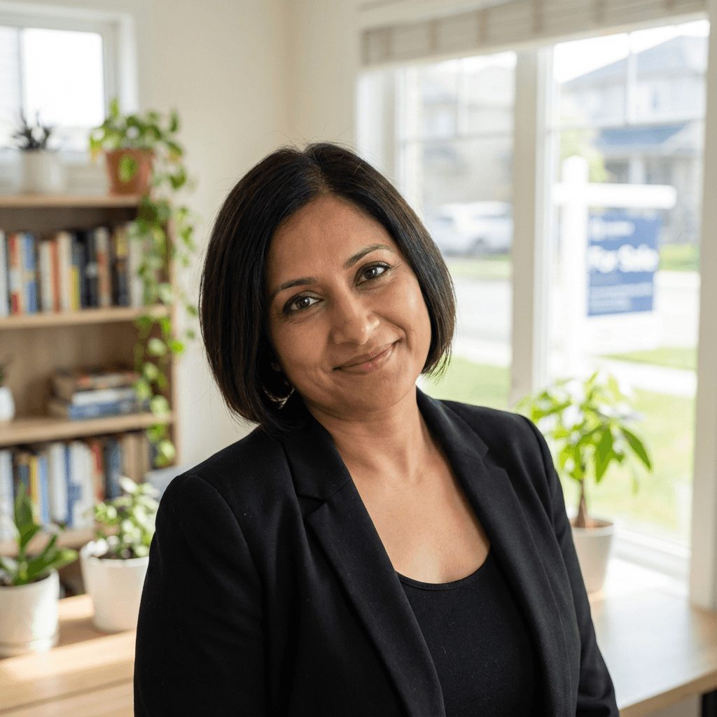 Amanda Clark, a female shop owner in her early 30s, approachable style