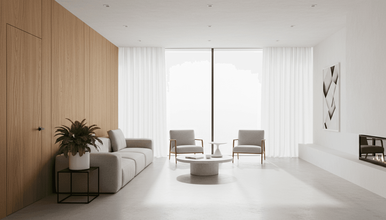 Clean residential living room with an air vent on the wall